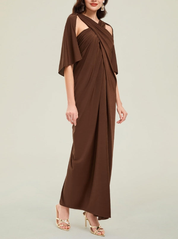 Brown Prom Dresses for Women Formal Dress with Shawl Wraps Cocktail Dress Evening Dress Gown